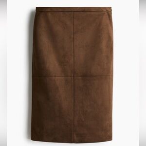 H&M NWT faux suede brown midi skirt
